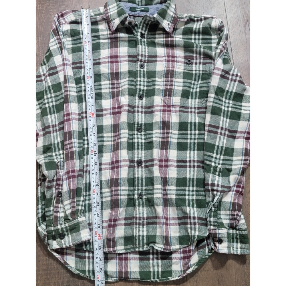 Woolrich Plaid Flannel Shirt Mens M Medium Green Burgundy Long Sleeve Button Up‎